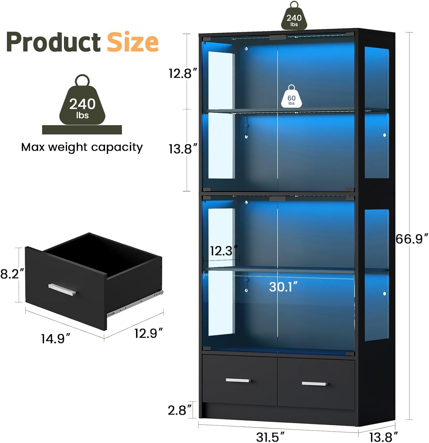 ตู้โชว์ขนาด 67 นิ้ว ประตูกระจก - Pop Display Shelf บทวิจารณ์และราคา